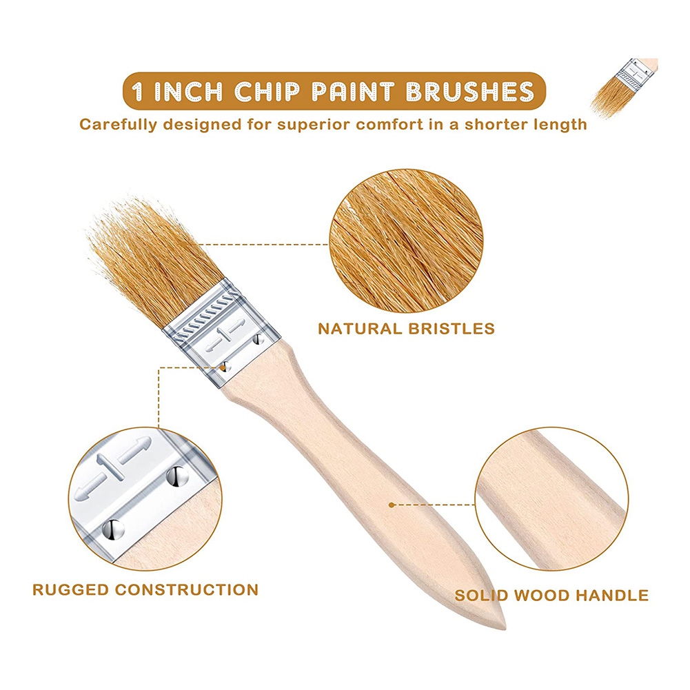 Wood Stain Brush - ABUH-100本入り 1インチ チップペイントブラシ バルク、小型ペイントブラシ レンガ染色用ブラシ アクリル絵具、工芸用