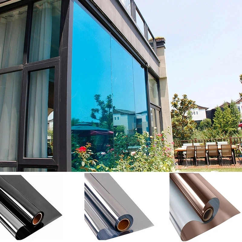 Window Insulation Film - ハウスウィンドウプライバシーフィルム粘着ビニールミラーフォイルワンウェイスクリーンティントステッカーUV保護カーガラス覗き見防止