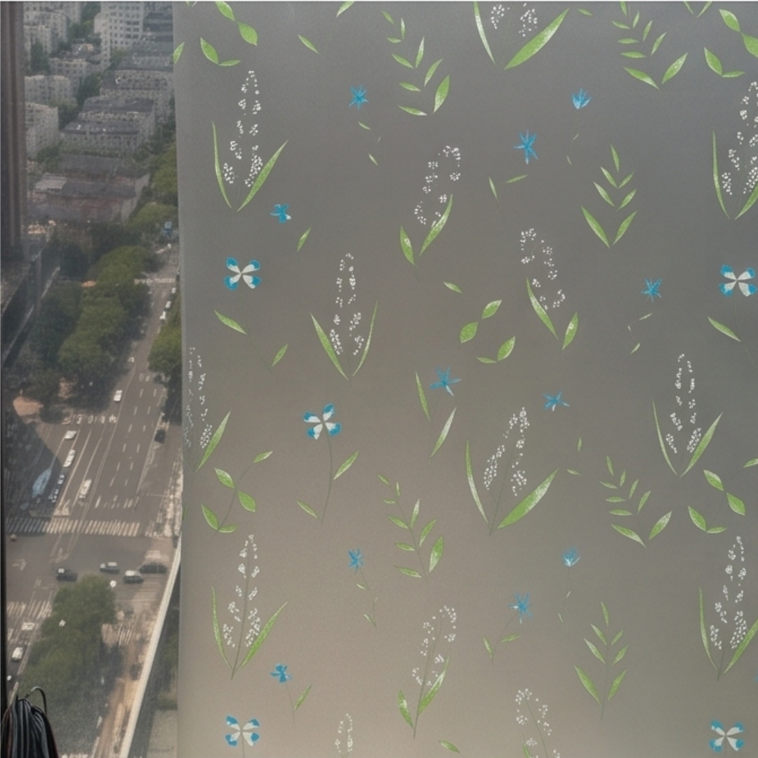 自己粘着性フレッシュフローラルリーフウィンドウフィルム、つや - Window Insulation Film のレビューと価格