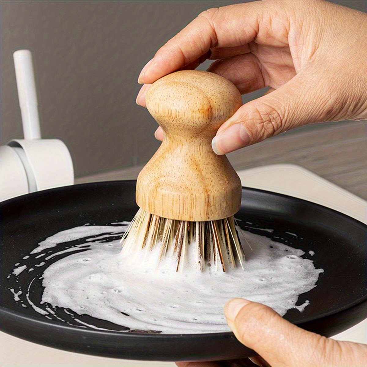 1個入り無垢材食器洗いブラシ、オークハンドル付き鍋洗いブラシ - Wood Stain Brush のレビューと価格
