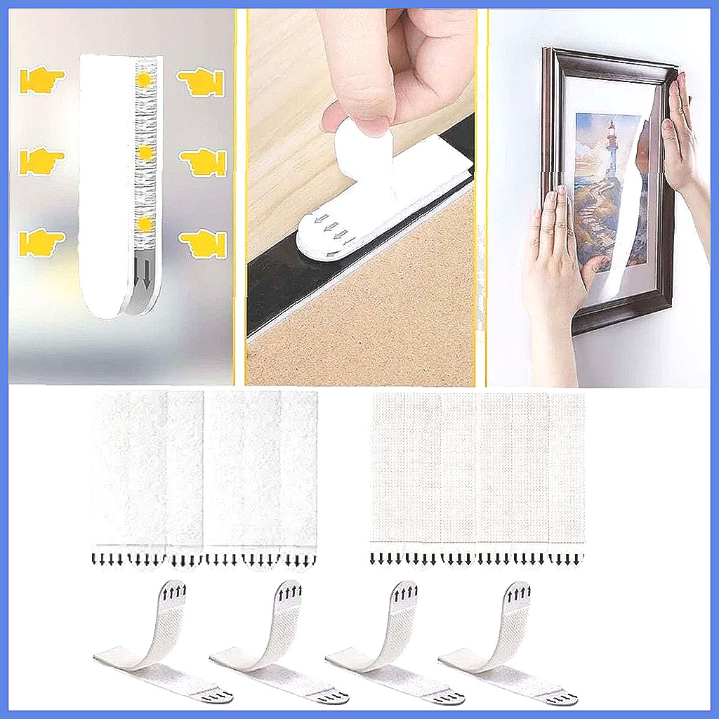 12ペアの頑丈な絵画吊り下げストリップ、釘不要の壁掛けハンガ - Picture Hanging Strip のレビューと価格