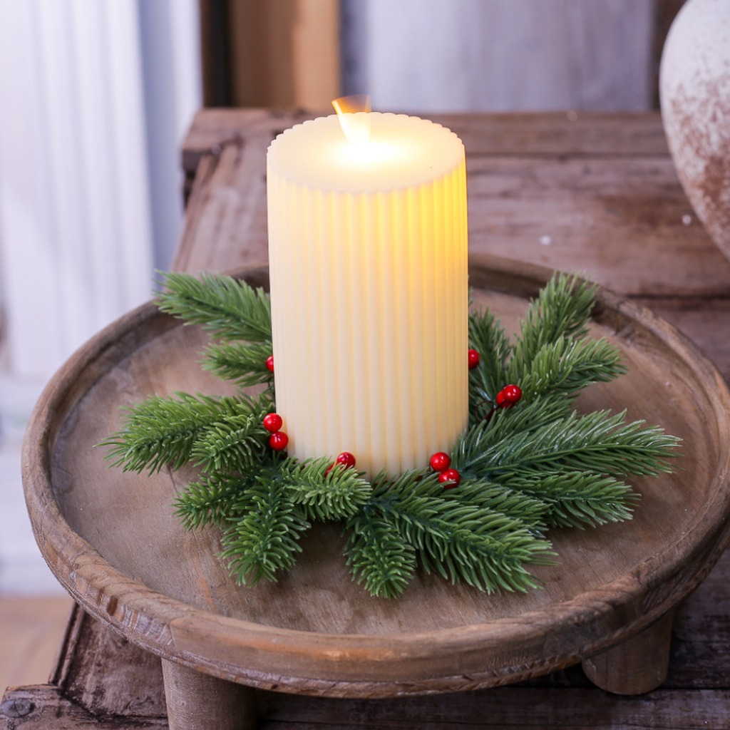 赤いベリーのキャンドルリース ナチュラルなクリスマス装飾リー - Home Improvement Shop のレビューと価格
