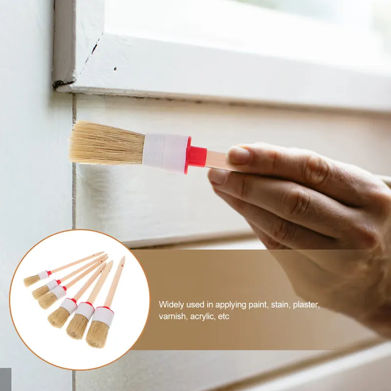 6本入りプレミアムブリッスルペイントブラシ、滑らかな木製ハン - Wood Stain Brush のレビューと価格